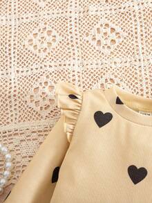 SHEIN Babygirl 可爱休闲针织长袖上衣和黑色 PU 皮革迷你裙套装 - 彩色 - 查看 3