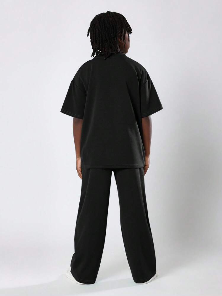 Wide Leg Track Suit With Stripe Sleeve Details