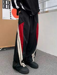 Manfinity Roghcode Locker sitzende Herren Lässig Hose mit kontrastfarbigen Seitennähten und schrägen Taschen, Herbst