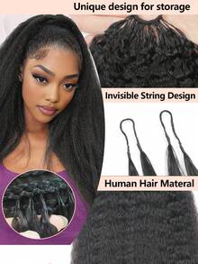 Boho Braids Kinky Straight Human Crochet Hair In 100% Remy Human Hair Feather Line Crochet Hair Braids Salon Silky Seamless Invisible Natural Black Color For Thin Hair Woman Micro Pre Looped Crochet Human Hair Extensions