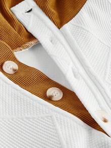 Manfinity NXTstreet Hanorac bărbătesc casual, tricotat în culori contrastante, cu jumătate de nasture, toamnă, iarnă - Multicolor - Vizualizare 4