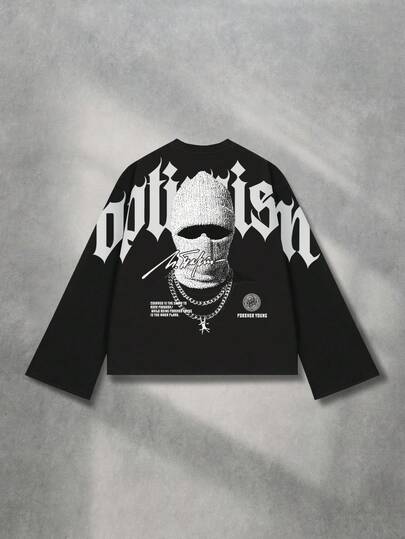 Street Life Camisa de manga larga con gráfico de figura oscura para hombre, para el otoño, estilo de los años 2000