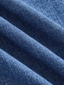 SHEIN MOD Plus Size Women Casual Tie Front Blouse - Medium Wash - View 4