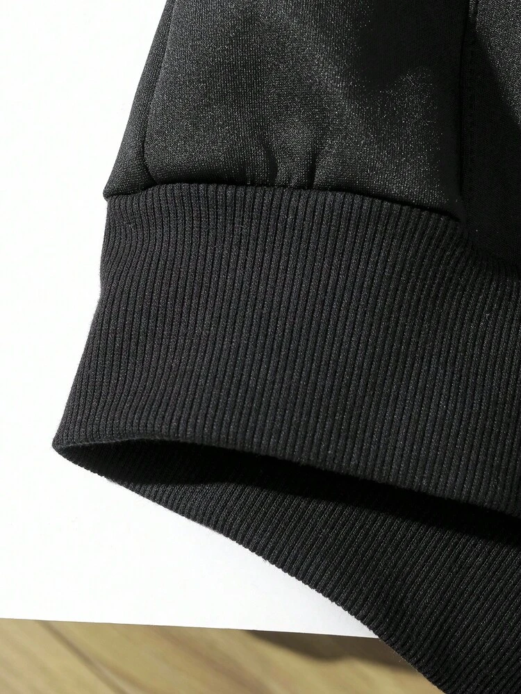 Attitoon Casual Vintage Style Leopard Print & Star Pattern Loose Fit Hooded Long Sleeve Sweatshirt For Women, Suitable For Autumn/Winter, Vintage, Sexy, Cute, Y2K, Coconut Girl, Boho, Hippie, Music Festival, Fall, Zip Up Sweatshirt Women, Zip Up Sweatshirt For Women - Black - View 4