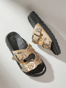 Solecia 女式扣环设计厚底休闲复古凉鞋 - 棕色 - 查看 6