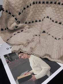 EMERY ROSE Loose Fit Crew Neck Long Sleeve Top, Casual Style - Multicolor - View 5