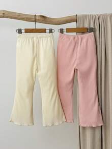 Blossori 2件套年轻女孩法式优雅蝴蝶结前开衩喇叭裤 - 彩色 - 查看 2