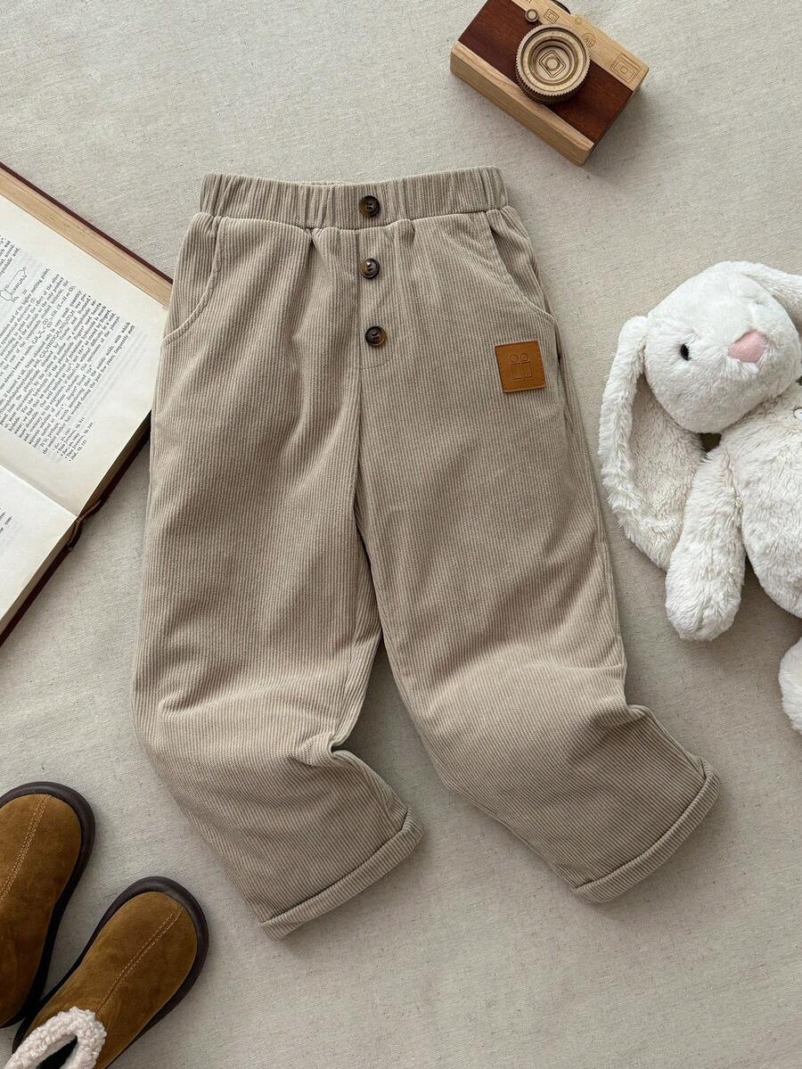 Blossori 男童优雅法式卡其色梭织裤 - 棕色 - 查看 1
