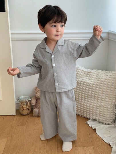 DAZY 2pcs Toddler Boys Casual Comfortable Round Neck T-Shirt And Pants Homewear Set