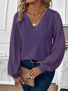 EMERY ROSE Koszulka z dekoltem w serek w dużym rozmiarze, modna, swobodna, jesienno-zimowa nowość