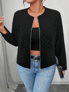 Elenzga Veste décontractée à fermeture éclair avant pour femmes grande taille