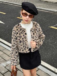 Tween Girls Fashionable Cute Printed Fleece Coat Fall Winter - White - View 6