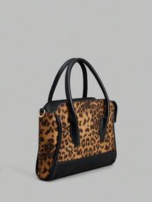 Ontre Women's Leopard Print Retro Fashion Handbag, Suitable For Daily Commute And Travel - Brown - View 2
