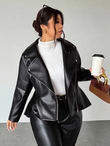Firerie Manteau ajusté à manches longues noir avec volant à la taille, boucle métallique et fermeture éclair décorative. Convient pour la Saint-Valentin, les concerts, les représentations, les rendez-vous, les dîners de gala, les déplacements, la rentrée, les vacances, le bureau, le style sirène/Y2K - Noir - Voir 5