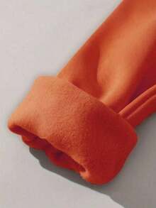 EMERY ROSE 秋冬大码街头风格图案印花长袖圆领卫衣 - 橘色 - 查看 3