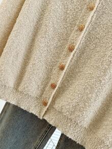 Franclia 春秋新款休闲复古宽松针织开衫，高端感十足 - 卡其色 - 查看 8