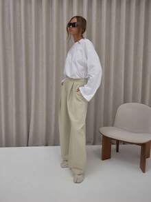 MUSERA 褶裥阔腿灯笼裤套装，优雅可爱性感街头风，适合夜间外出、冬季派对、春夏穿着。 - 杏色 - 查看 5