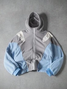 PAVTROS Manfinity Streetrush Men's Contrast Color Zip-Up Hooded Long Sleeve Jacket, Zip Up Hoodie, Fall Winter - Multicolor - View 6