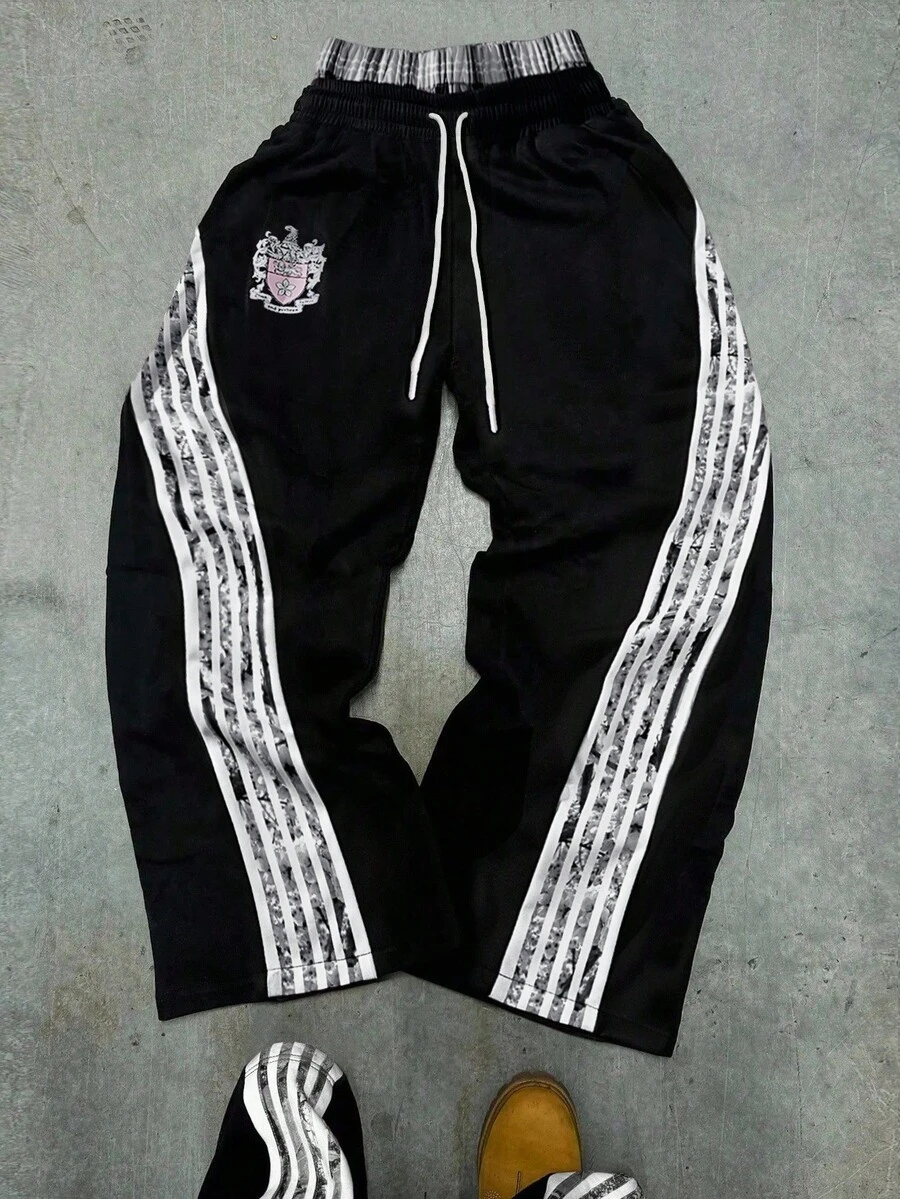 Manfinity EMRG Men's Drawstring Waist Striped Loose Casual Sweatpants