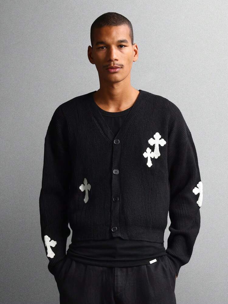 Cable Knit Button Front Cardigan With Pockets