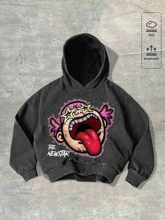 Street Life Felpa con cappuccio casual, versatile, con vestibilità ampia, design creativo, traspirante, adatta per l'autunno, da uomo