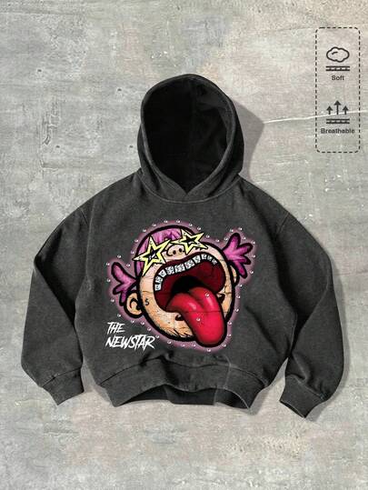 Street Life Felpa con cappuccio casual, versatile, con vestibilità ampia, design creativo, traspirante, adatta per l'autunno, da uomo