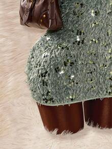 Amplova Váy ngắn hở vai bằng vải sequin trơn màu dành cho nữ - Nhiều màu - Xem 5