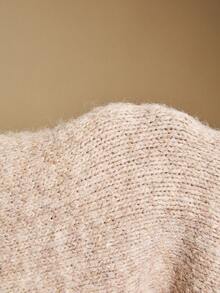 Poéselle Khaki Sweater,Women's Reversible V-Neck & Backless Tie Sweater – Soft Fuzzy Knit Pullover Top,Open Back Sweater, Backless Knit Sweater, Tie Back Jumper, Quiet Luxury Knitwear, Capsule Wardrobe Essential,Women's Casual Loose Knit Sweater With Back Tie Design And Drop Shoulder, Long Sleeve, Suitable For Autumn,Fall/Winter