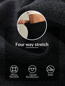 Flexra 女式休闲水洗高腰直筒牛仔裤 - 黑色 - 查看 3
