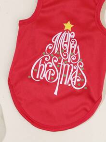 PETSIN 1pc Christmas Red Christmas Tree Print Pet Vest - Red - View 7