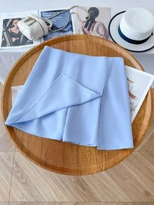 GlowEve CURVE 加大码纯色开叉下摆不对称编织短裙