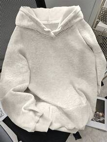 INAWLY 女式休闲宽松字母图案落肩连帽套头衫秋季