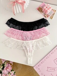 3pcs/Pack Women's Sexy Thong Panties - Multicolor - View 2