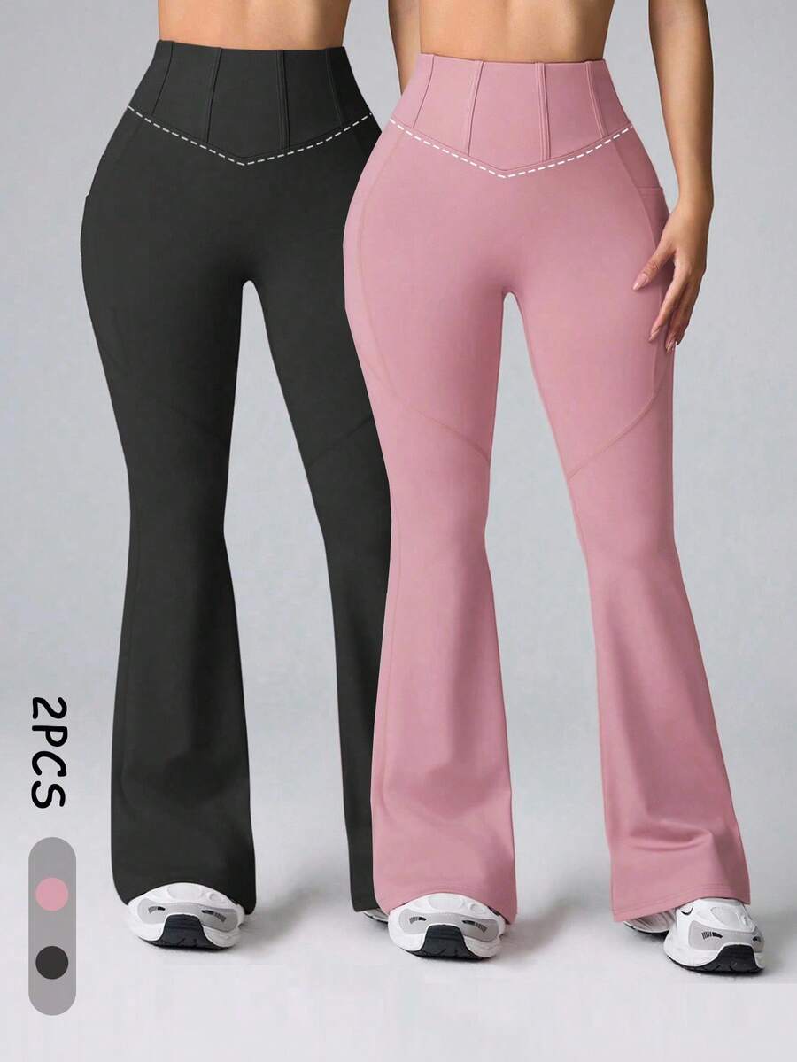 SHEIN Sports 女士休闲百搭纯色瑜伽紧身裤 - 彩色 - 查看 1