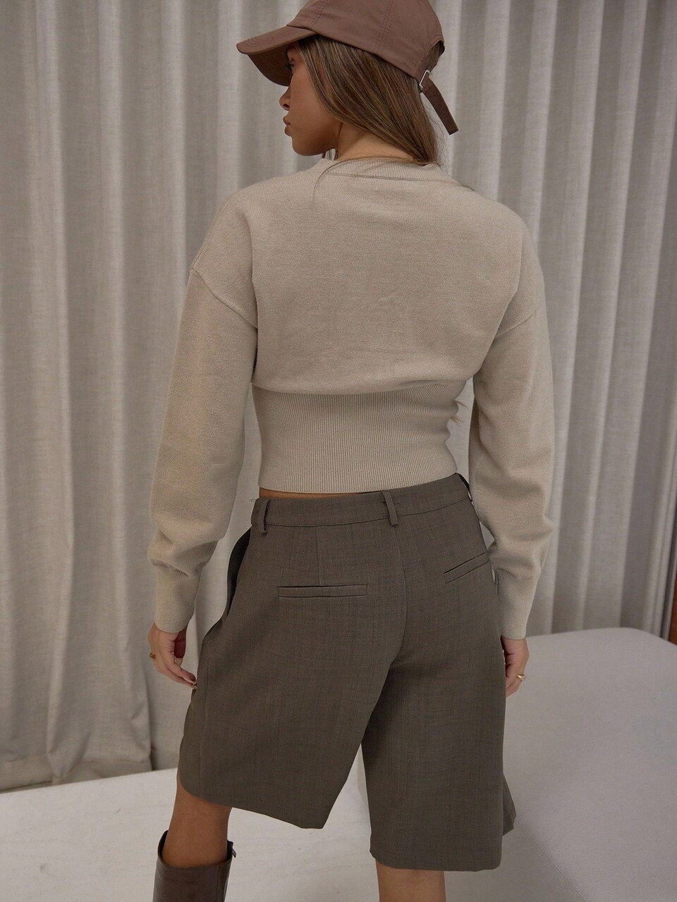 Cardigã de Malha com Botões e Cintura Franzida, Elegante, Fofo, Sexy, Streetwear, Noite, Festa de Inverno, Festa da Noite, Elegante