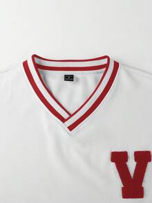 Aesthetic Post Men's Casual Loose V-Neck Sweatshirt, Fall, Long Sleeve Top - White - View 4