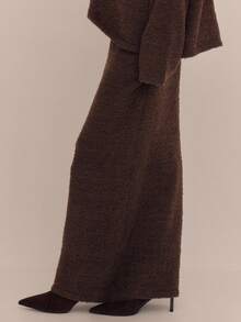 MUSERA Soft Low Waist Maxi Knit Skirt Spring Y2K 90's Casual Cute Easter Basics Summer Holiday Airport Fall Autumn Winter Everyday Office   Chic Sweater - Chocolate Brown - View 3