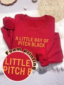 INAWLY Sweatshirt lengan panjang longgar berkerah bulat dengan motif slogan busa kasual gaya jalanan yang modis. - Burgundy - View 1