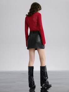 Airlisse Bộ đồ liền thân tay loe in họa tiết hoa lưới hở vai phong cách Pháp cổ điển gợi cảm dành cho nữ - Đỏ - Xem 2