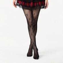 ROMWE Goth Medias de red para mujer - Negro - Ver 7