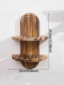 SHEIN 1pc New Solid Wood Floating Wall Shelf, Creative Plant Holder & Key Organizer, Decorative Display Rack For Living Room, Balcony & Entryway Wall Decor