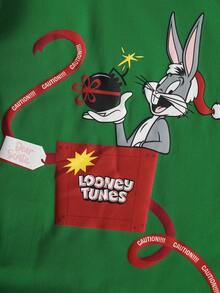 LOONEY TUNES X SHEIN Young Boy Christmas Cartoon Graphic Round Neck Short Sleeve T-Shirt - Green - View 8