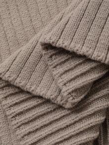 DAZY 女款優雅純色喇叭袖針織洋裝，秋季長袖上衣 - 酒紅色 - 查看 10
