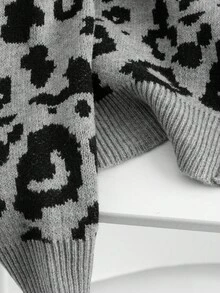 GlowEve CURVE 大码女式豹纹提花前扣休闲开衫 - 黑色 - 查看 3