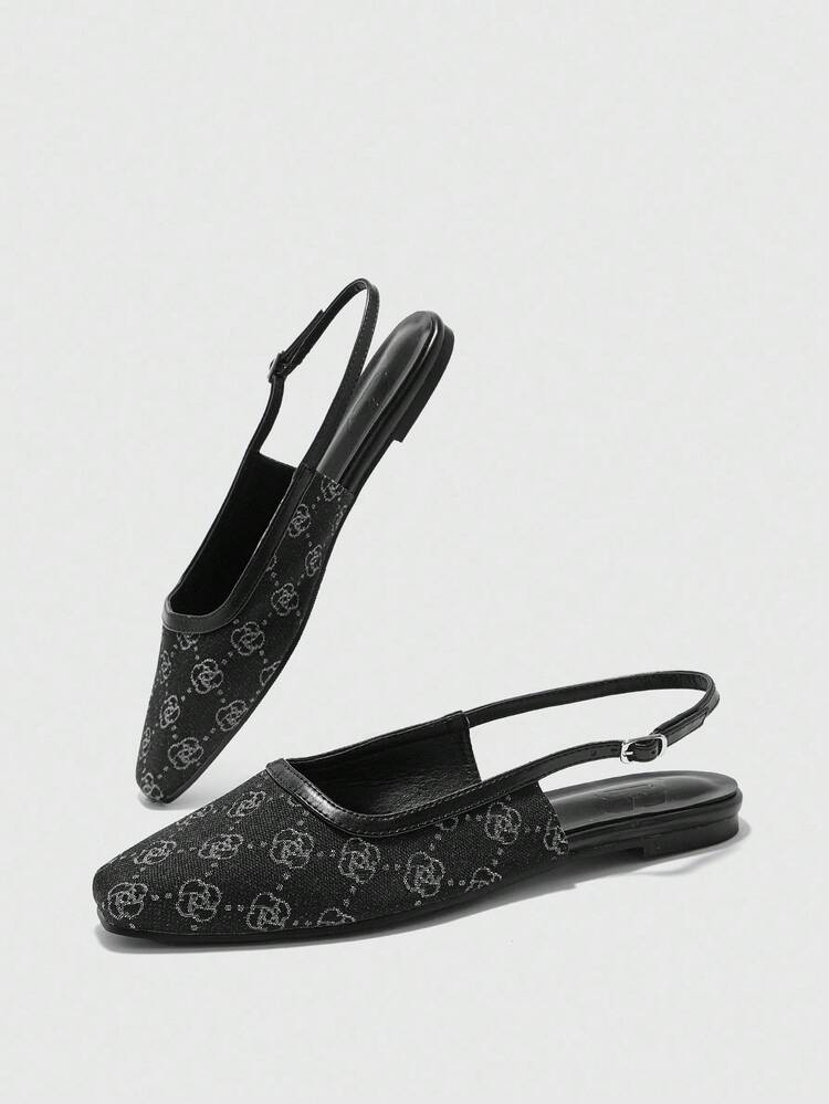 CUCCOO BIZCHIC Multicolor Leopard Print Square Toe Slingback Flat Shoes For Women