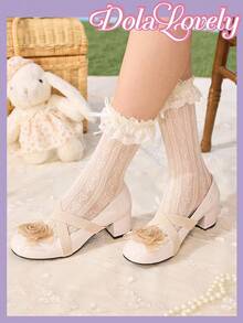 Dola Lovely Women's Round Toe Lolita Style High Heels - Beige - View 3