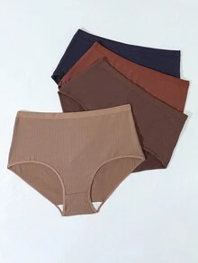 SHEIN 4pcs/Pack Women Plus Size Solid Color Comfortable Panties - Multicolor - View 4