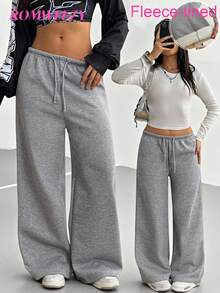 Sparklyn 少女休闲保暖运动裤，适合上学、上班等场合，百搭灰色秋冬款 - 深灰色 - 查看 10