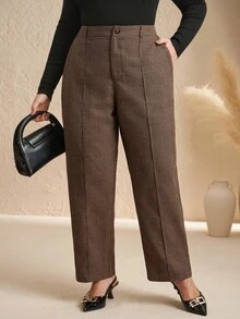 2025新款女士优雅休闲商务通勤格纹羊毛直筒西装裤，适合各种身材，适合冬季穿着，复古风，适合外出、秋季穿着，可搭配风衣。这款西装裤也适合秋冬季穿着，适合女性，也适合秋季大码女性穿着，适合办公室穿着，适合秋季穿着，适合优雅女性穿着，适合女性秋季 ... - 彩色 - 查看 2