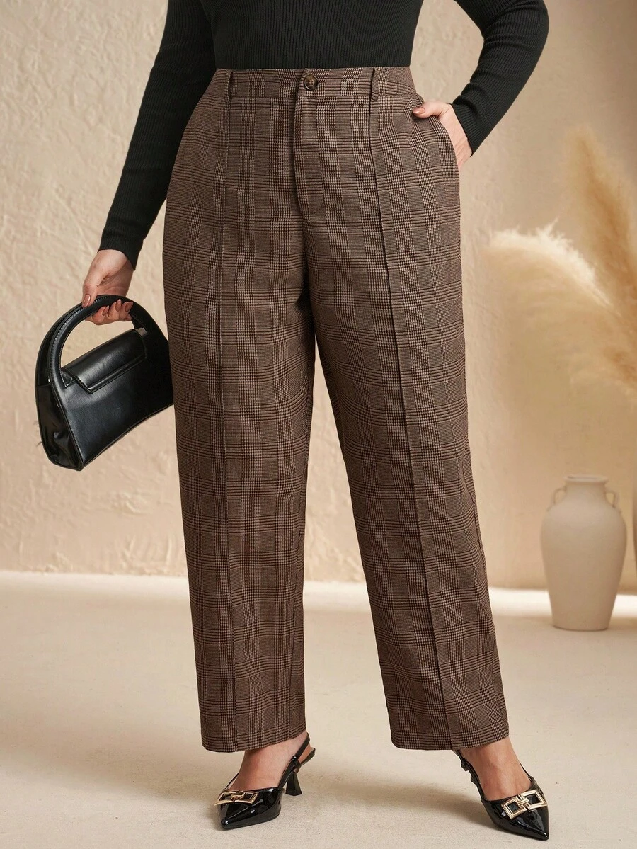 2025新款女士优雅休闲商务通勤格纹羊毛直筒西装裤，适合各种身材，适合冬季穿着，复古风，适合外出、秋季穿着，可搭配风衣。这款西装裤也适合秋冬季穿着，适合女性，也适合秋季大码女性穿着，适合办公室穿着，适合秋季穿着，适合优雅女性穿着，适合女性秋季 ...